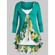 thumbnail image 1 of Más el tamaño de la flor del volante del lazo de la blusa y el Panel Cami conjunto de encaje Rosegal Mangas largas de talla grande, 1 of 5