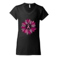 thumbnail image 2 of Wild Bobby Pink Cheetah Print Breast Cancer Carnation Flower Breast Cancer Awareness Women Standard V-Neck Tee, Black, Small, 2 of 6