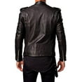thumbnail image 2 of Men Pure Genuine Leather Jacket Lambskin Winter Vintage Motorcycle Biker Black L, 2 of 3