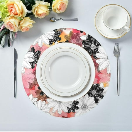 

Hidove Colorful Flowers Round Placemats 1pc Non Slip Heat Resistant Washable Table Mats for Kitchen Dining Table Decoration 15.4