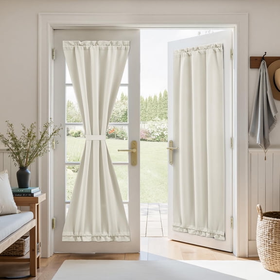 Black blackout French-style curtains, privacy window curtains, heat-insulating roller blinds with front, side and glass door sections