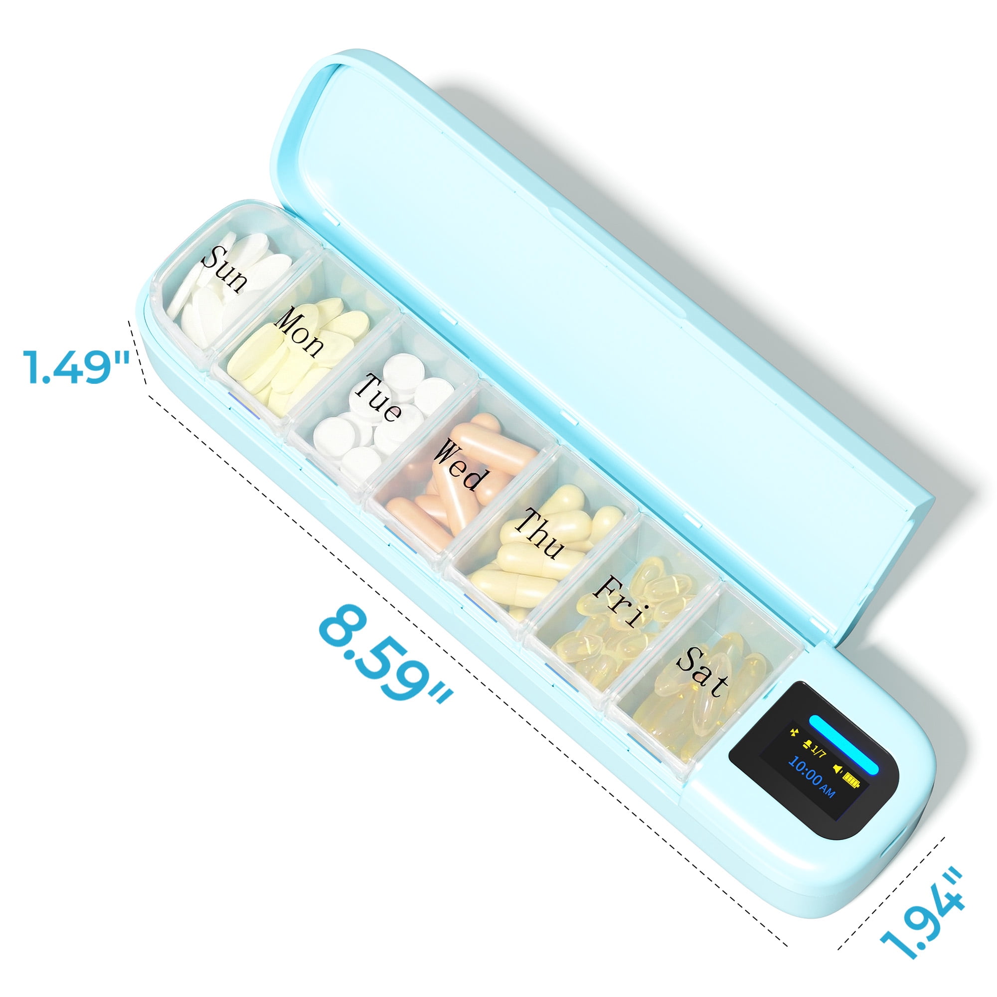 Bluetooth Electronic Pill Dispenser with Alarm, Smart Pill Organizer with Reminder&Light, Pill Timer Tracker, Automatic Medication Dispenser, Weekly 7 Day Pill Case 1 Time a Day for Travel