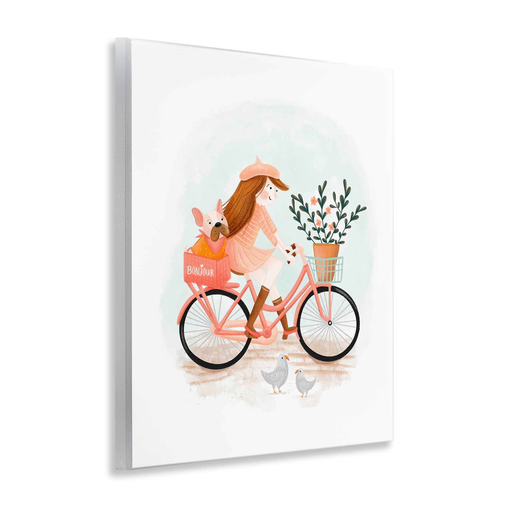 Stupell Industries Paris Girl on Bike Novelty Painting Unframed Art Print Wall Art, 11 x 14