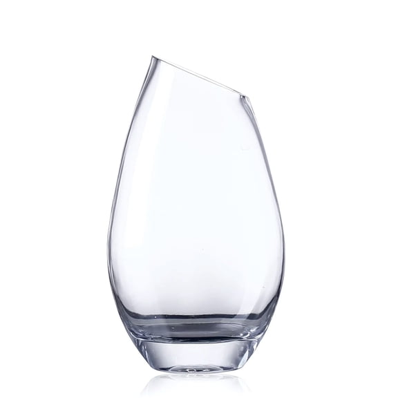 CC Home Furnishings Handblown Angled Rim Glass Floral Vase - 10" - Clear