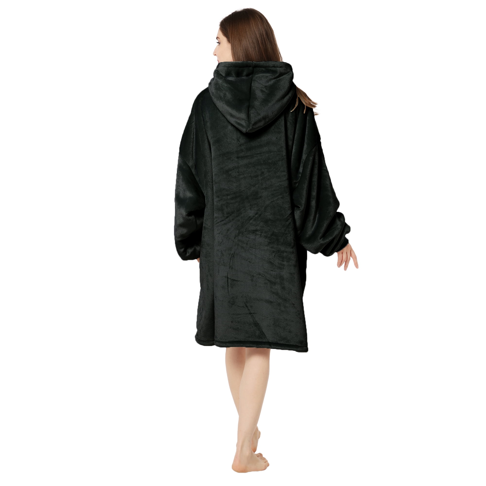 Wearable Blanket Hoodie, Oversized Sherpa Fleece Sweatshirt Blanket with Giant Hood Pocket and Sleeves for Adult, Warm & Cozy Grey Blanket