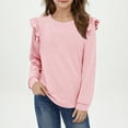 thumbnail image 4 of TFEOQRY Tween Girls' Solid Color Blouses Shirts Long Sleeve Shirts Cute Crewnecks Tops Dressy Casual Blouses Clothes Round Neck Shirts, 4 of 7