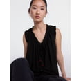 thumbnail image 5 of Scenario Women's and Women's Plus Ruffle Neck Tank Top with Tie Front, Sizes XS-4X, 5 of 6