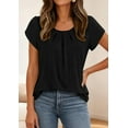 thumbnail image 4 of PRETTYGARDEN Summer Tops for Women Short Sleeve Crew Neck Pleated T Shirts Dressy Casual Blouses Fashion Clothing, 4 of 9