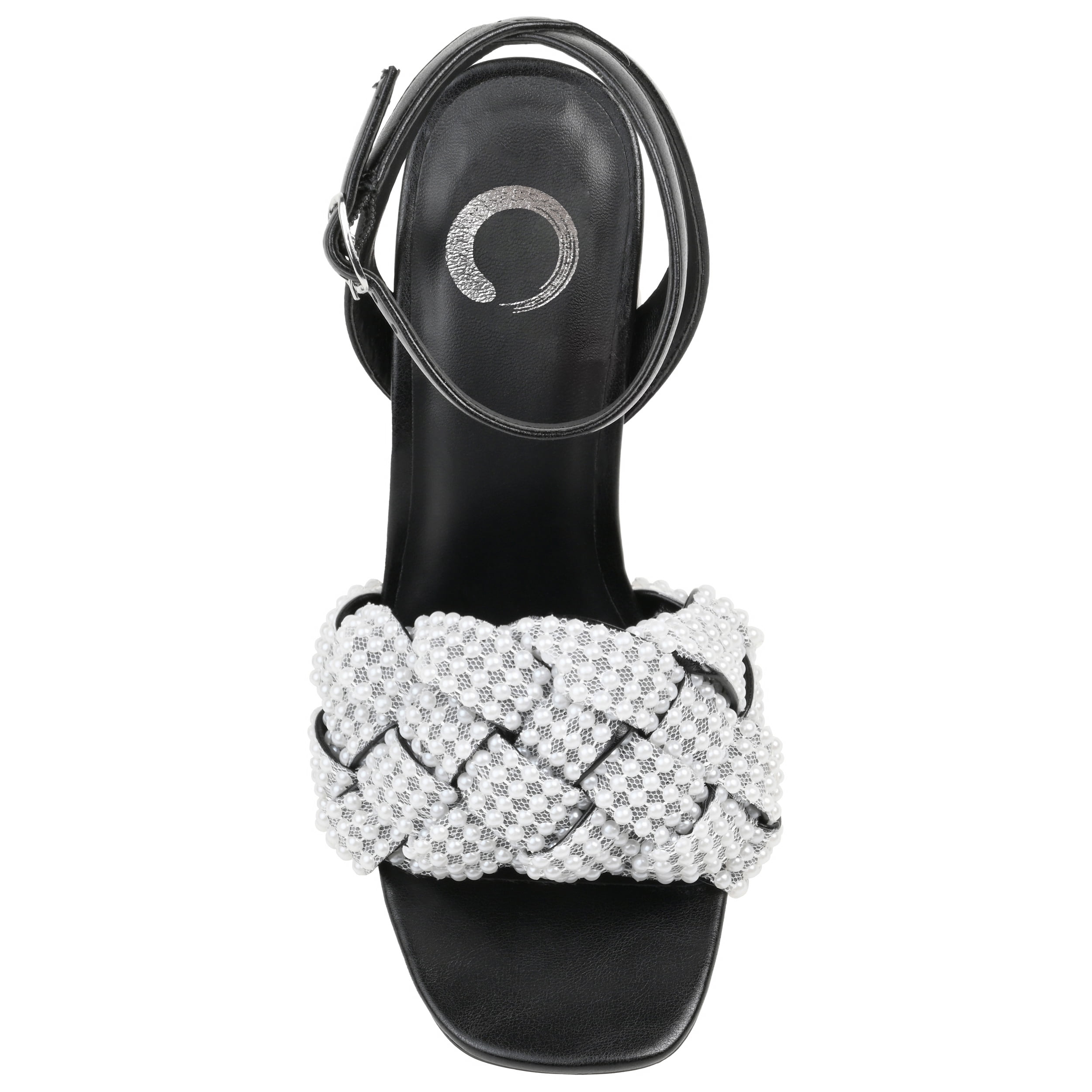 Journee Womens Dua Pearl Accents Block Heel Sandals