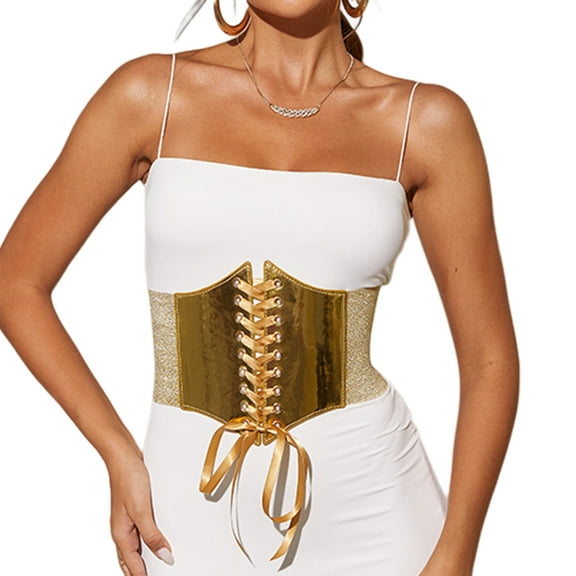 Wide Dress Belt Gold Corset Belt Corset Underbust Big Gold Belt For Women Elastic Belt for Dress Waist Cinchs Belt