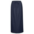 thumbnail image 3 of MIXUE Skirts For Women Summer Linen Solid Color Elastic Waist Drawstring A Line Boho Maxi Skirt Beachwear,Blue,L, 3 of 7