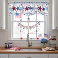 thumbnail image 3 of 4th of Tie Up Valances Curtain, Adjustable Kitchen July Patriotic Independence Day American Flag Star Blue Plaid Valances for Windows Rod Pocket Short Curtains Set for Bedroom/Bathroom, 42"x12", 3 of 9