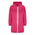 thumbnail image 4 of larppty Long Hoodies for Women Zip Up Double Zipper Fleece Jacket Tunic Sweatshirts Fall Winter Fashion Clothes Hot Pink, M, 4 of 4