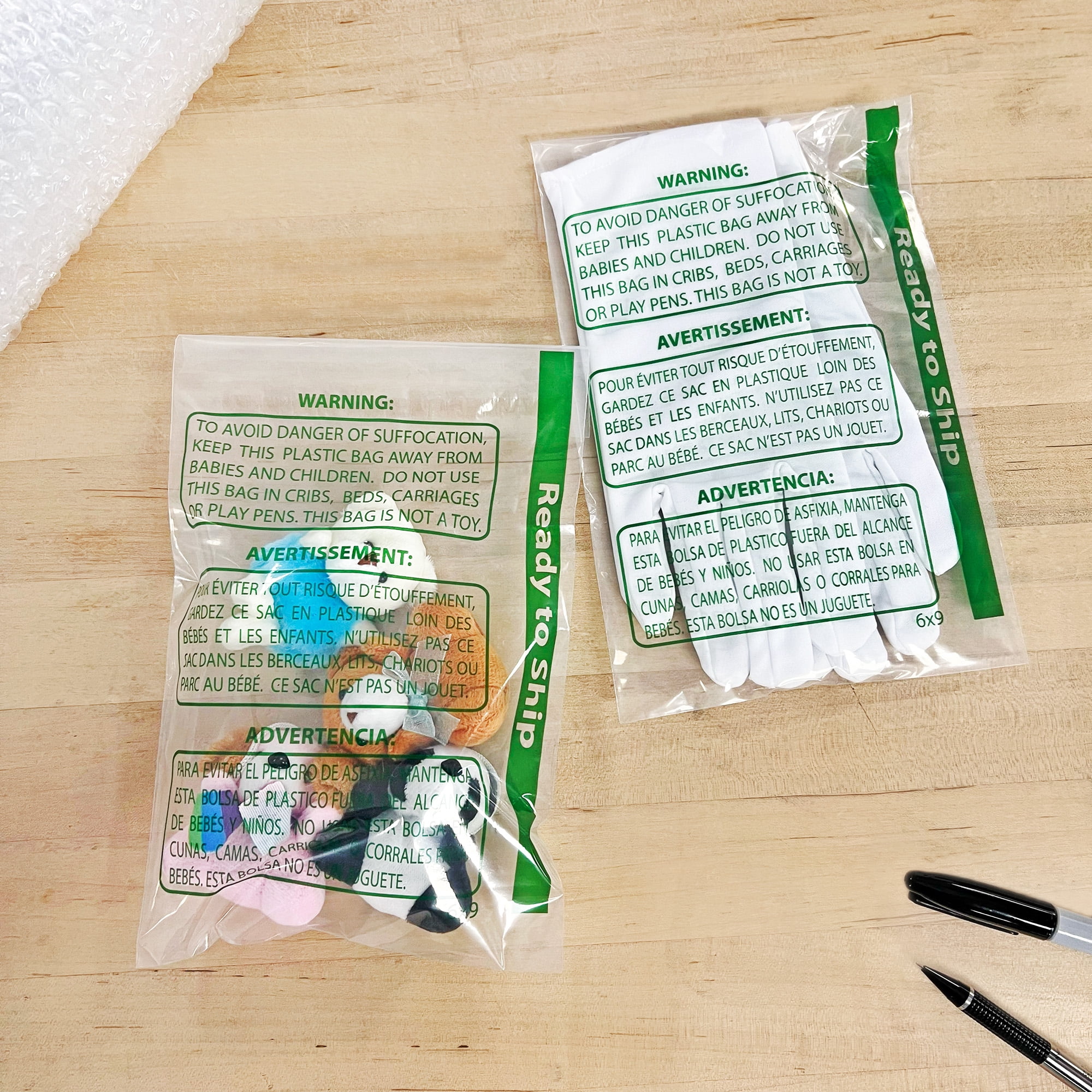 Plymor Ready to Ship 1.5 Mil Wicketed Poly Bags with Permanent Adhesive Strip and Suffocation Warning, 6" x 9" (Pack of 250)