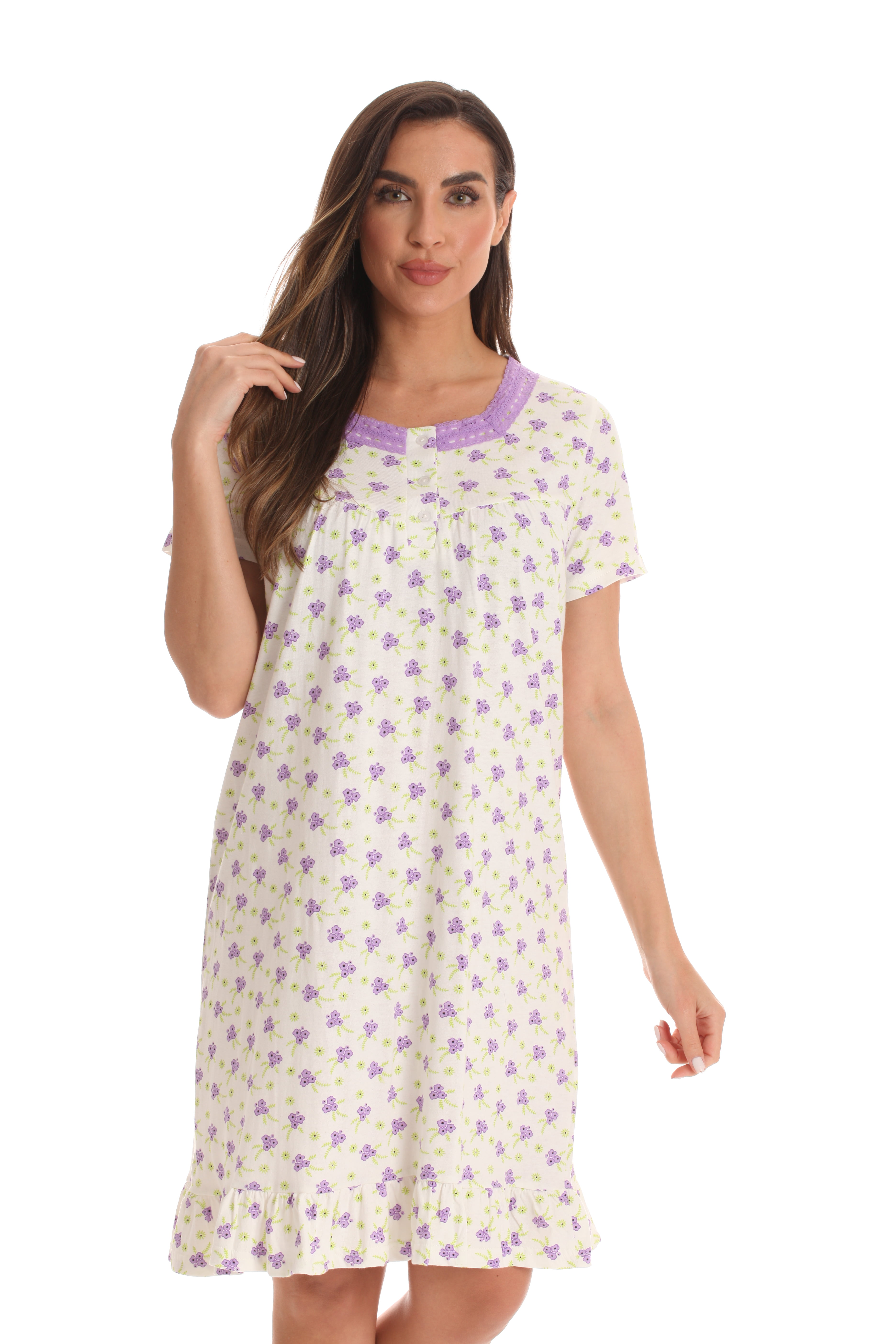 Women's 100%  Cotton Floral Print Ankle Length Maxi Nighty Soft Fabric Nightgown Sleepwear  with Pocket for women Multicolor Pack of 3