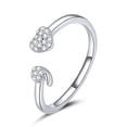 thumbnail image 1 of Anillo de mujer de plata de ley con circonita brillante, joyería ajustable con corazón completo, regalo de vacaciones, 1 of 5