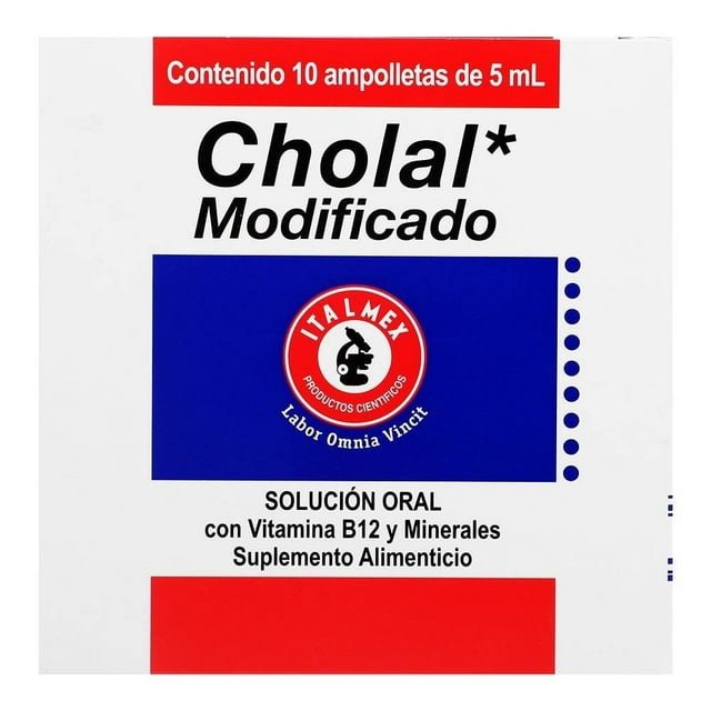 Suplemento alimenticio Cholal Mod vitamina B12, minerales modificado solución oral 10 ampolletas 5 ml