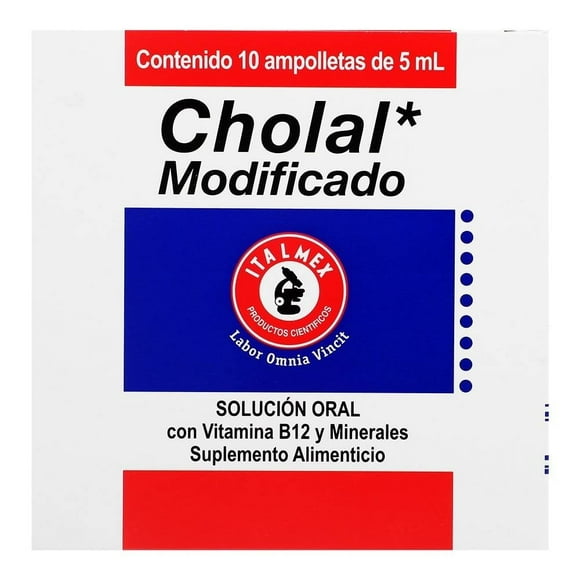 Suplemento alimenticio Cholal Mod vitamina B12, minerales modificado solución oral 10 ampolletas 5 ml