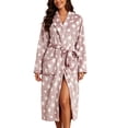 thumbnail image 2 of WIZUTIZ Women's Solid Color Fleece Shawl Collar Thick Flannel Bathrobe Long Robe with Belt and Pockets Unisex Loungewear Winter Cozy Sleepwear, 2 of 6