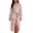 Coffee, variant on Women All Over Star Print Contrast Trim Notch Collar Long Flannel Fleece Bathrobe, Belted Side Pocket Ultra Thick Warm Loungewear Spa Robe for Autumn Winter Blue M(M)