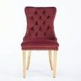 thumbnail image 2 of Nikki Velvet Dining Chairs (Set of 2) - Burgundy &amp; Gold, Modern Tufted Wood, Stainless Steel Legs. American Design, for Dining Room. SW1601WR., 2 of 18