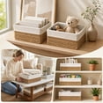 thumbnail image 5 of AOMXGD Hand Woven Rope Storage Basket, 10x8x4In Decorative Organizer Plastic Bin For Kitchen, Bathroom, Closet, Shelves Daily Sundries Arrangement, 5 of 8