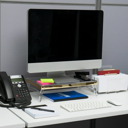 Mind Reader - Cosmopolitan Collection Foldable Monitors Stand - Gold