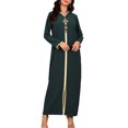 thumbnail image 2 of Neinkie Femmes à Manches Longues Ethnique Style Full Zip Musulmane Robes Abaya avec Hijabs, 2 of 7