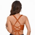 thumbnail image 3 of HCNTES Push Up Bikini Top for Women U Wired Wide Straps Swimsuit Tops Scoop Neck Padded Lace Up Back Bathing Suit Top Only(XL,a66-Orange), 3 of 7
