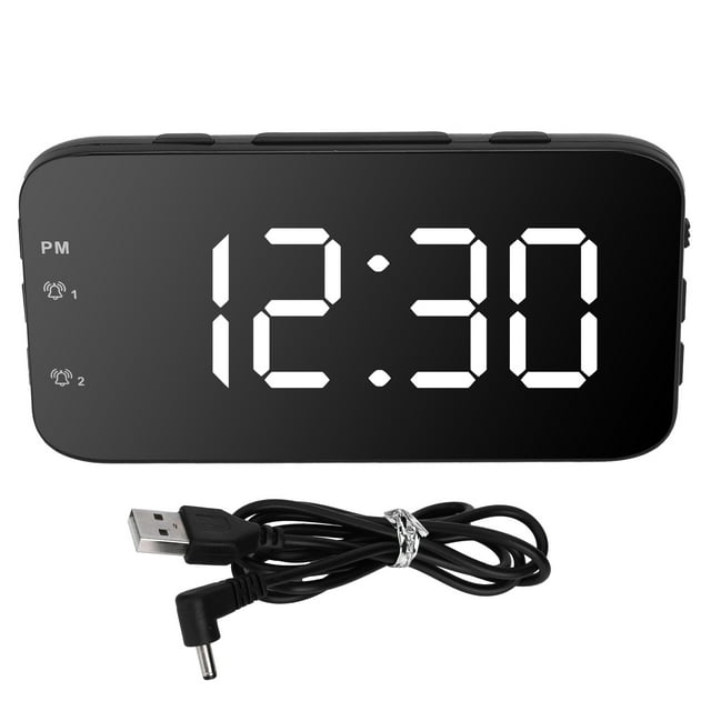 Reloj despertador digital LED portátil de escritorio con función de repetición para dormitorio, hogar, viajes, blanco