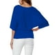 thumbnail image 3 of MKLEKYY Camiseta Mujer Camiseta Holgada Con Cuello En V Y Mangas Murciélago Para Mujer, Talla Grande, Dobladillo Doblado, Lisa, Talla Grande Talla XXXXL, 3 of 3