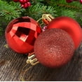 thumbnail image 5 of 34 PC Christmas 1.5" Ball Ornaments. 5 Assorted Style, Small Shatterproof Xmas Decorations for Christmas Tree, Home Holiday, Wedding Party. Tree Ornaments with Hooks Included. (Red), 5 of 7