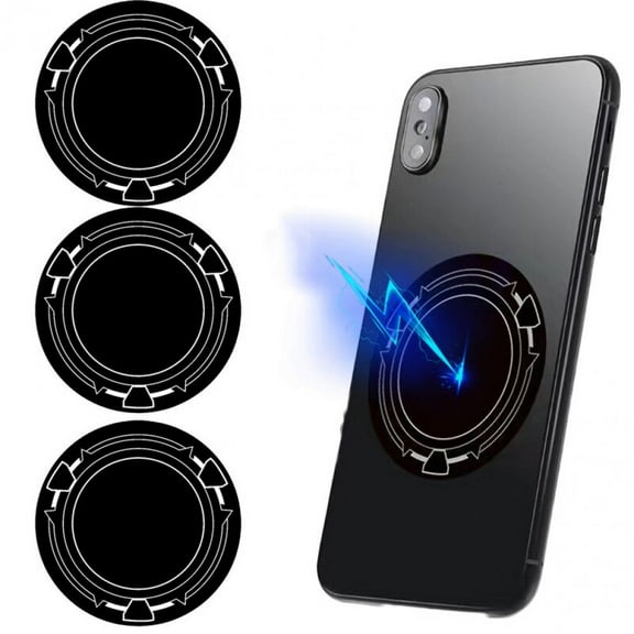 Hsqqdc 4-Pack Magnetic Phone Mount Adapter Plates, Thin Metal Stickers for Magnetic Car Holder, Wireless Charging Compatible