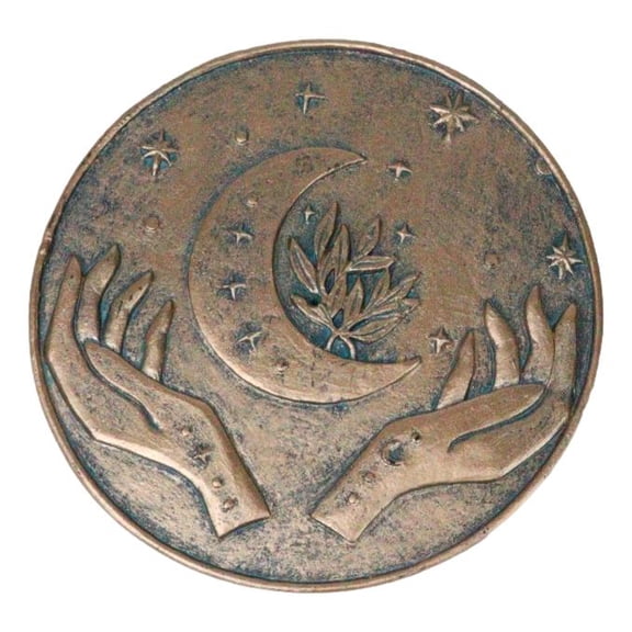 Mystic Sacred Symbols Hamsa Open Palms with Crescent Moon Stars Incense Burner