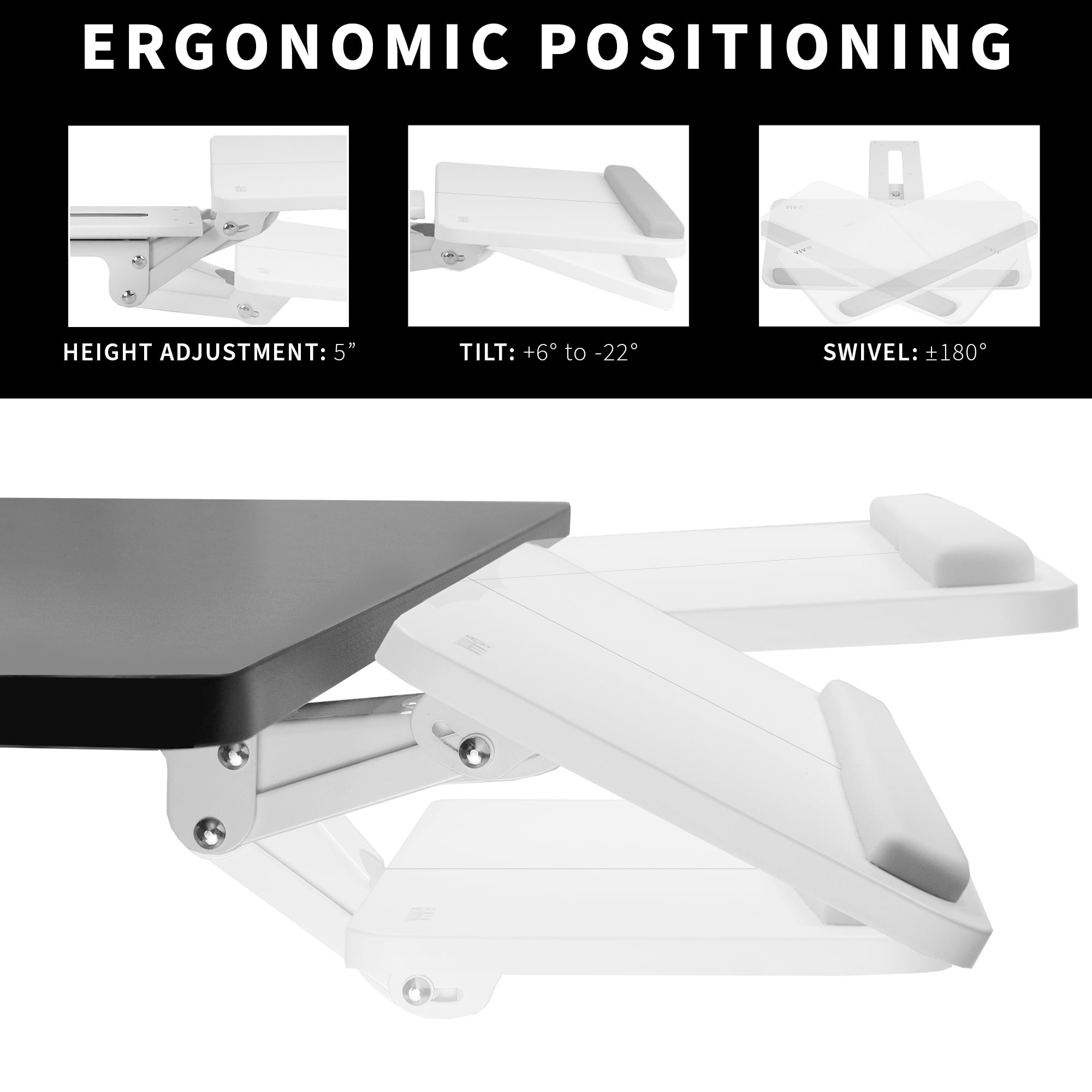  Keyboard Tray, Creative Laptop Bracket Keyboard Mouse Pad  Bracket Lift Swivel Chair/Computer Chair/Boss Chair Multifunctional  Comfortable Ergonomic Adjustable,White : Office Products