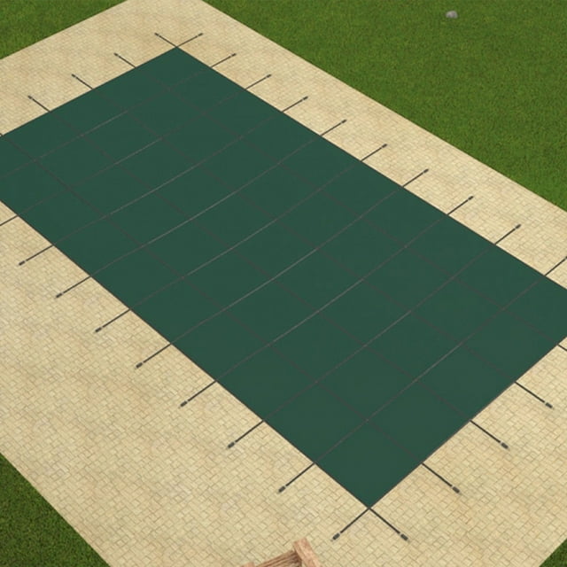VEVOR Pool Safety Cover Fits 18x36ft Rectangle Inground Safety Pool Cover Green Mesh Solid Pool Safety Cover for Swimming Pool Winter Safety Cover