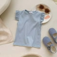 thumbnail image 4 of WOYY Toddler Girls Flutter Sleeve T-Shirt Solid Cotton Casual T Shirt Tee,Sky Blue, 4 of 4