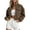 Brown, variant on Utility Jackets for Women Oversized Full Zip Cropped Cargo Outerwear Coat Trendy Casual Y2k Streetwear (S, Brown)