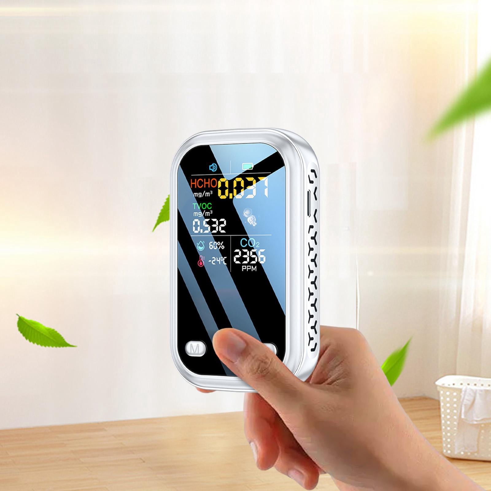 funtasica CO2 Digital Monitor Air Quality Tester Portable Digital CO2 Temperature Humidity Meter Carbon Dioxide Monitor for Living Room White