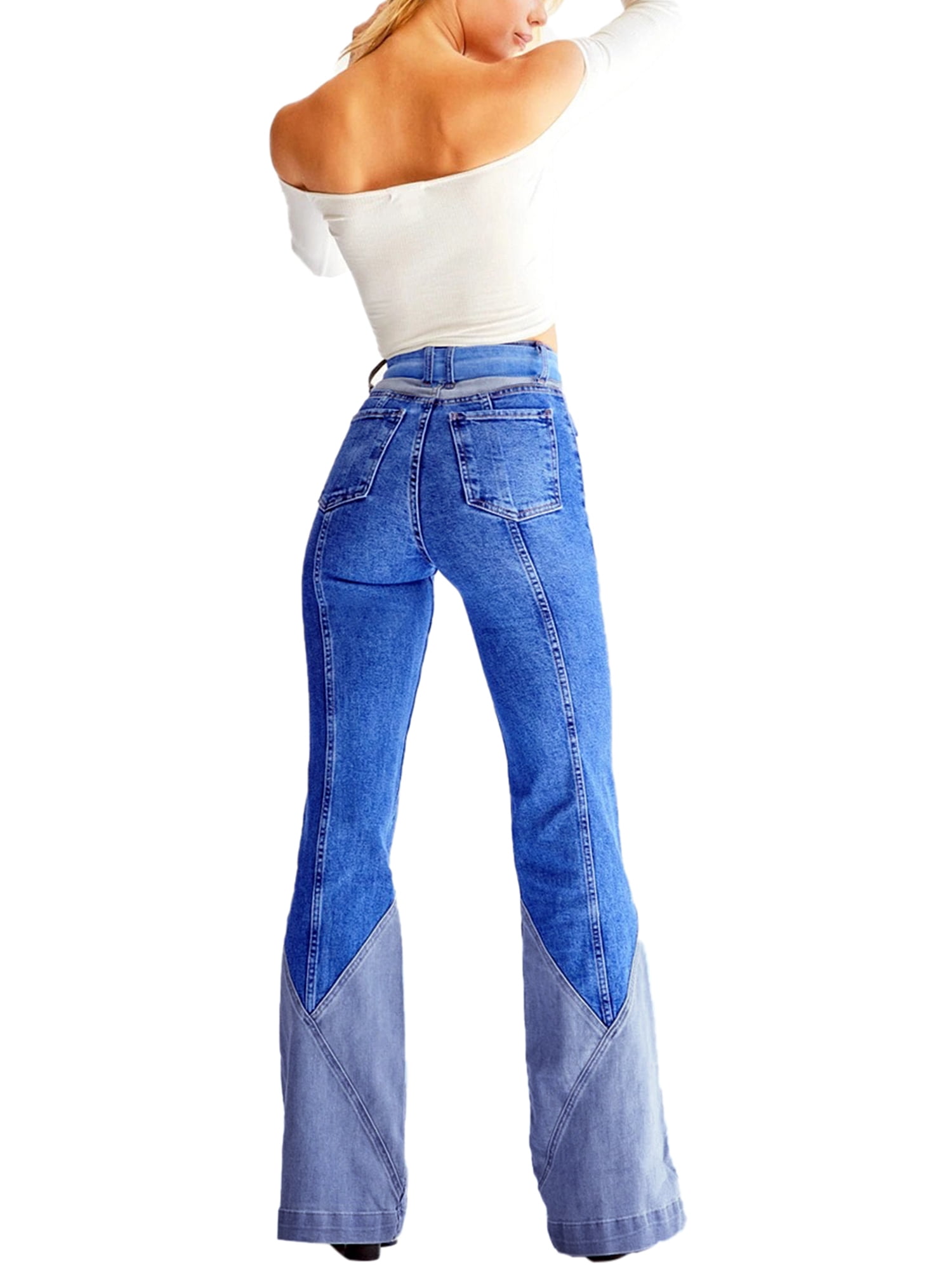 high waisted denim flare jeans