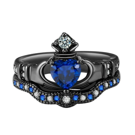 YdsLLLe Rings for Women Non Tarnish prime day deals today 2024 Clearance Sales Today Deals Prime Popular Lady Holds Sapphire Heart Shaped Crown Rings Jewelry Accessory Gifts Size 5 To 12