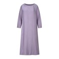 thumbnail image 5 of Women's Plus Size Long Dress Round Neck Loose Casual Cotton Maxi Dress Long Sleeve Solid Comfortable Home Dress with Pockets, 5 of 7