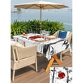 thumbnail image 5 of Outdoor Tablecloth with Umbrella Hole for Patio/Picnic/Party/Camping, Black White Botanical Waterproof Table Cloth Rectangle Table Cover Washable, Red Moon Ink Wash Art (52"x 70"), 5 of 8