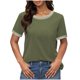 thumbnail image 2 of Karight Womens Tops Round Neck Striped Contrast Short Sleeve Lightweight Loose Pullover Tees Shirt for Ladies 2026, 2 of 7