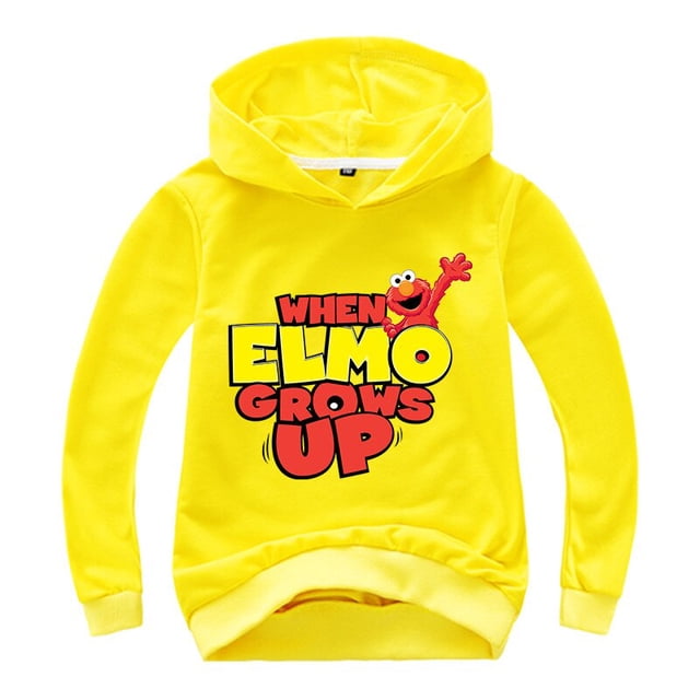 Ropa para niños, Sudadera con capucha y dibujo de Elmo de Barrio Sésamo para niñas, camisetas de manga larga para niños, pulóver, abrigo para bebé, chándales 7T Gao Jinjia LED