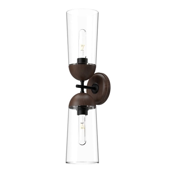 WV542226MBWT-Alora Lighting-Emil - 2 Light Bath Vanity-23.38 Inches Tall and 5 Inches Wide-Matte Black/Walnut Finish
