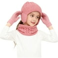 thumbnail image 2 of Kids' 3-Piece Winter Set Boys Girls Fleece-Lined Beanie Scarf & Gloves,Earflap Hat Neck Warmer Gift Set for Cold Days & Outdoor Activities 2-18Y, 2 of 7