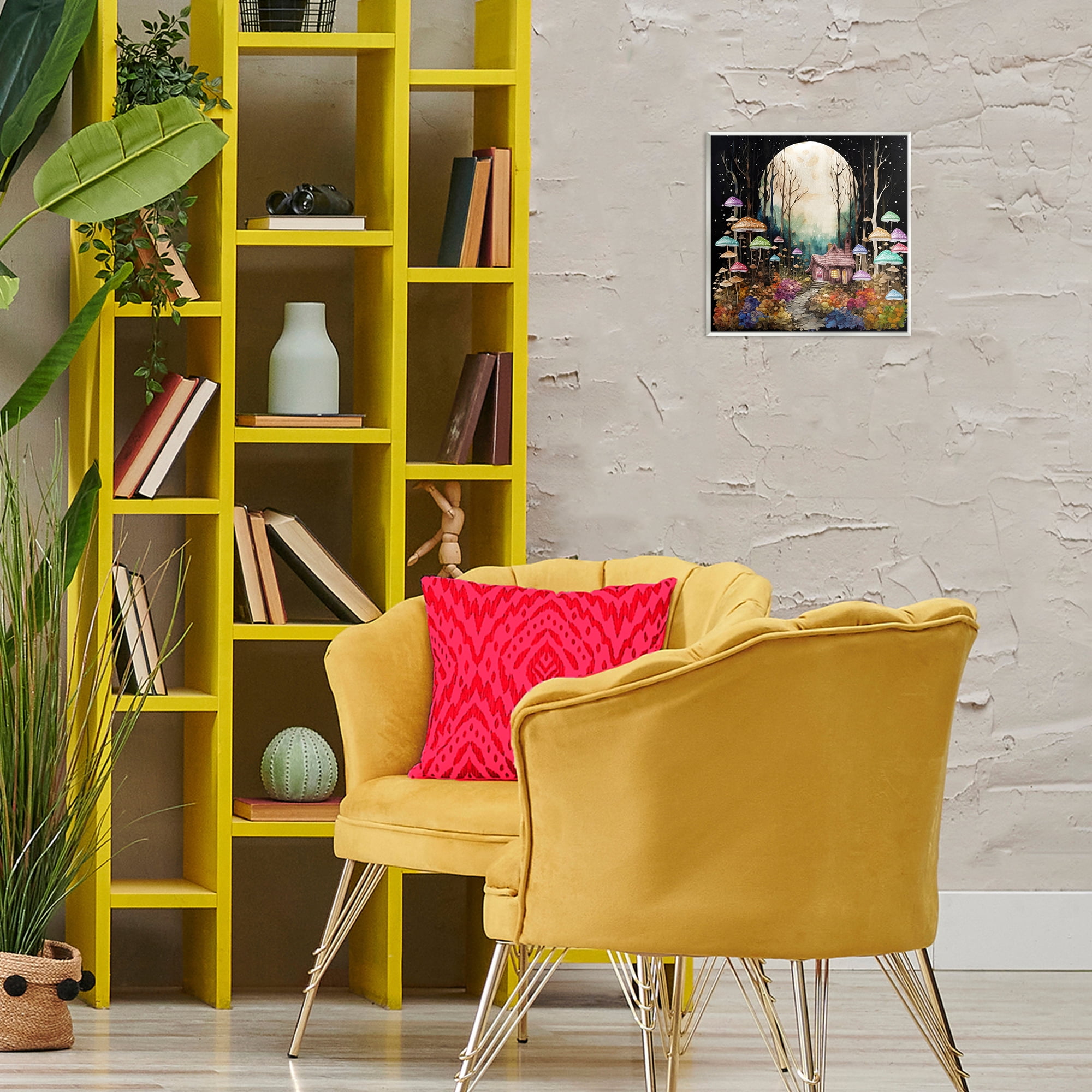 Stupell Industries Quirky Mushroom Forest Landscape & Nature Painting Unframed Art Print Wall Art, 12 x 12