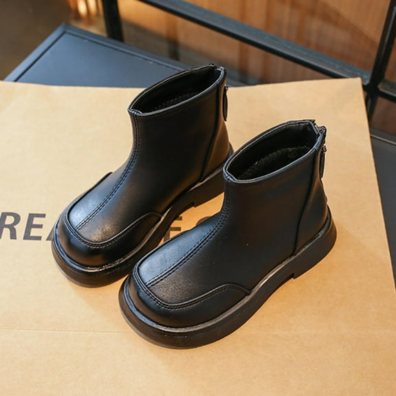 Bnwani Boots for Girls Short PU Leather Soft-Soled British Boots 3-11 Years