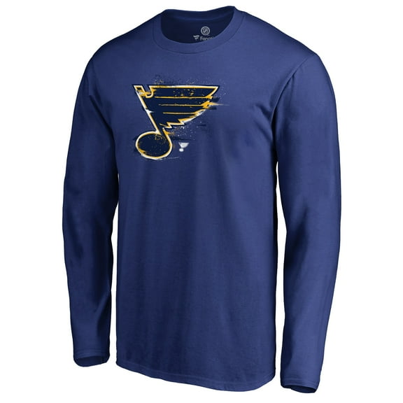Men's Royal St. Louis Blues Splatter Logo Long Sleeve T-Shirt